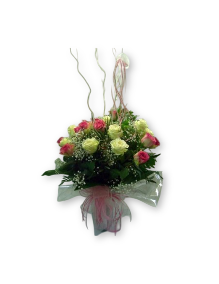 Comprar Ramo de 18 Rosas Blancas y Rosas online Barcelona | Flors Joan
