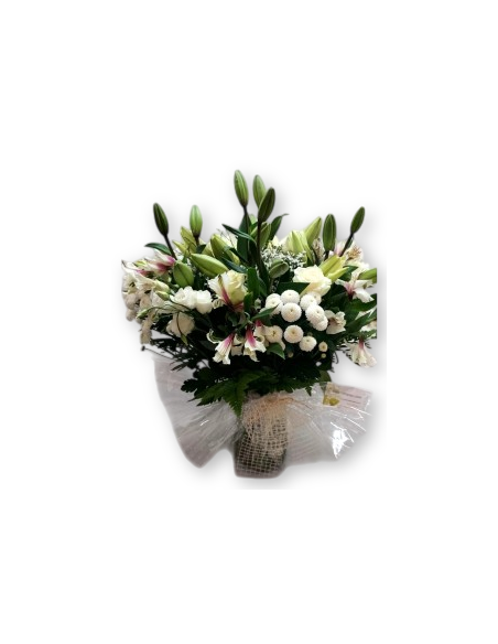 Comprar RAMO DE FLORES BLANCAS CON JARRÓN online Barcelona | Flors ...