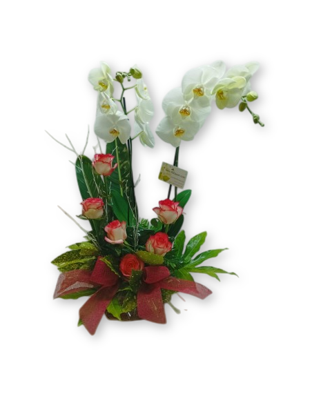 Comprar Centro de Flores Rosas y Orquídea online Barcelona | Flors ...