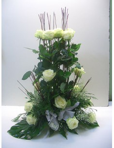 CENTRE DE 25 ROSES BLANQUES