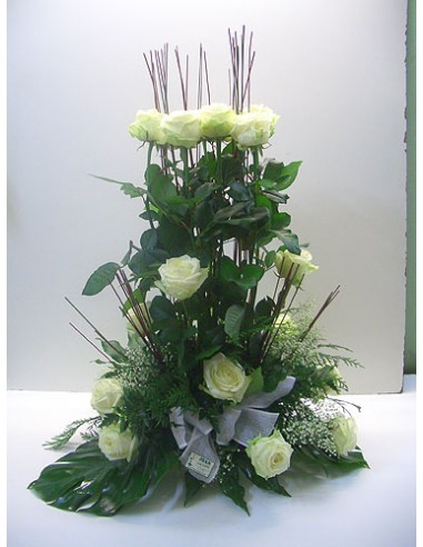 CENTRE DE 25 ROSES BLANQUES